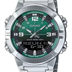 CASIO Men's Analog-Digital Green Dial Watch - AMW-870DA-3AVDF