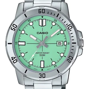 Casio Men's Analog Green Dial Watch - MTP-VD01D-3E1VUDF